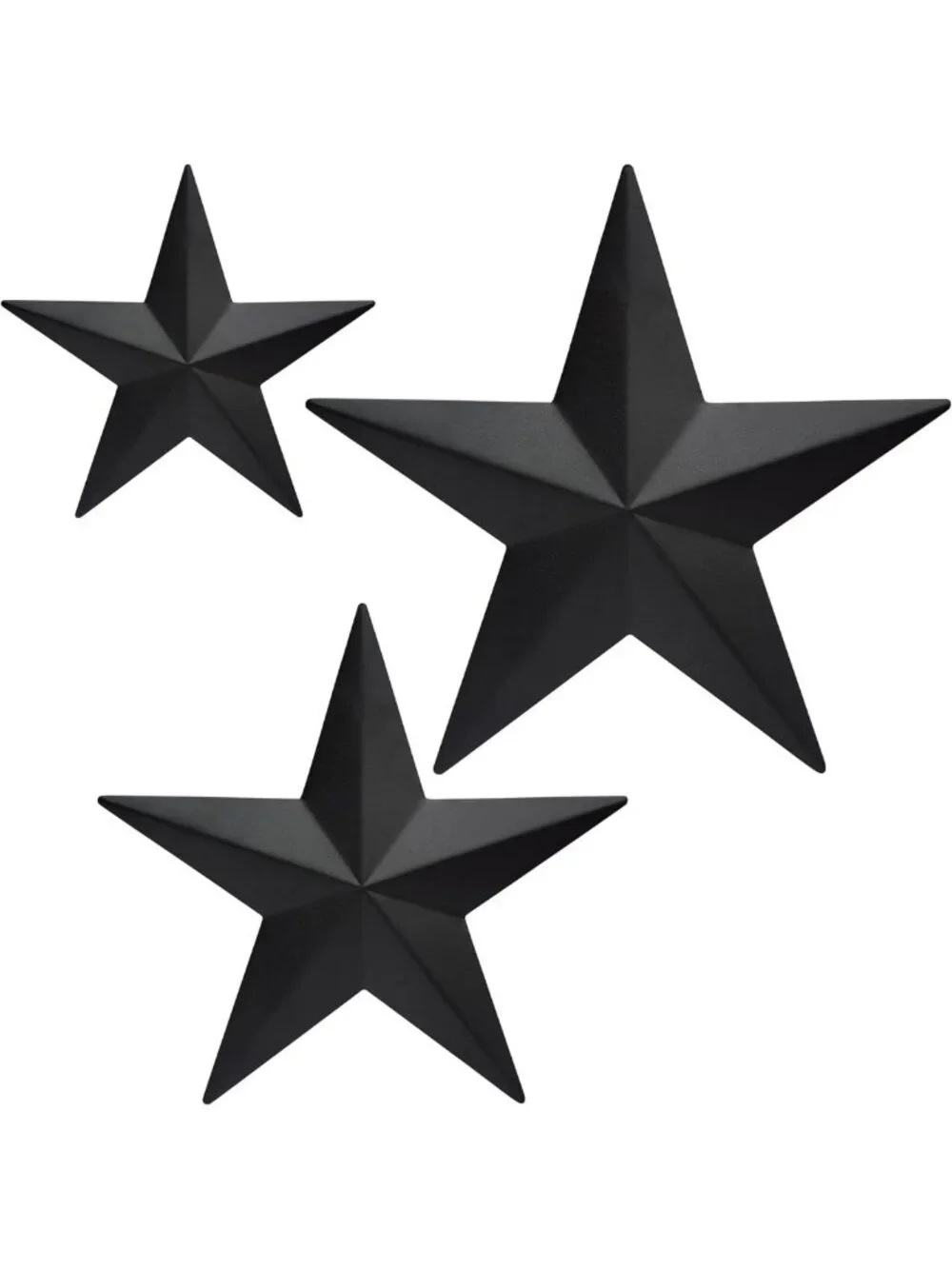 Rustic Black Barn Star Wall Decor Set - 3 Metal Stars for Farmhouse